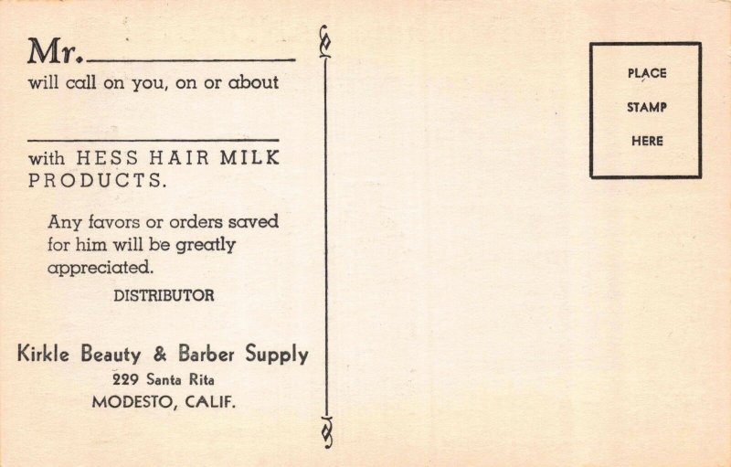 Advertising PC Hess Hair Milk @ Kirkle Beauty Supply Modesto California~116176