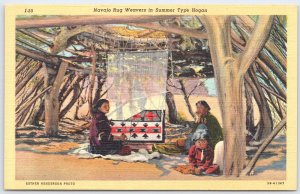 Vintage Navajo Rug Weavers Hogan Postcard, Esther Henderson Photo, Curteich
