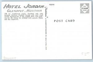 Glendive Montana Postcard Hotel Jordan Building Exterior c1960 Vintage Unposted