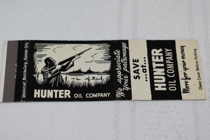 Hunter Oil Company Advertising 20 Strike Matchbook Cover