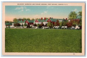 c1940's Soldier's Barracks And Parade Ground Fort Ontario Oswego NY Postcard