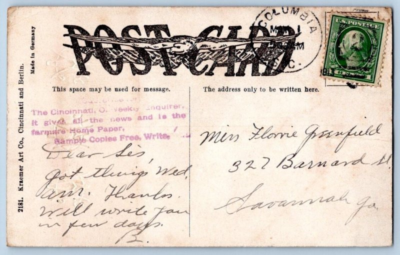 1913 ELEVATED RAILWAY RAILROAD CINCINNATI OHIO POSTCARD***3 EMBOSSED MONOGRAMS**