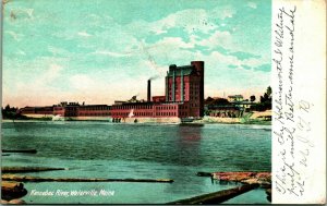 Paper Mills on Kennebec River Waterville Maine ME 1905 UDB Postcard
