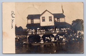 J87/ Ellsworth Lake Milton Ohio RPPC Postcard c1910 Canfield Club House 1864