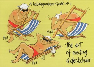 Erections Beach Deck Chairs Eastbourne Holiday Guide Comic Postcard