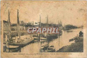 Old Postcard Libourne The Banks of the Isle and the Tower of the Great Harbor...