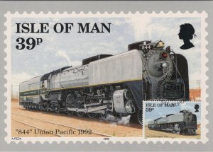 Train Postcard-Isle of Man,Union Pacific Railroad,1st Day of Issue Stamp RR15741