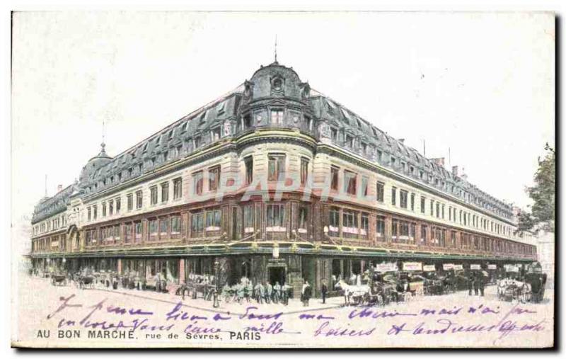 Postcard Old Au Bon Marche Rue de Sevres Paris