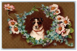 Auburn Washington WA Postcard Chihuahua Dog And Flowers Embossed c1910's Antique