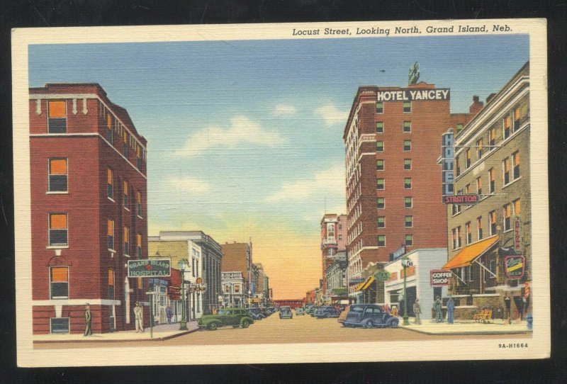 GRAND ISLAND NEBRASKADOWNTOWN LOCUST STREET SCENE VINTAGE POSTCARD