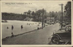 Contoocook Lake - Jaffrey NH Bathing Beach Old Cars in View c1920s Postcard