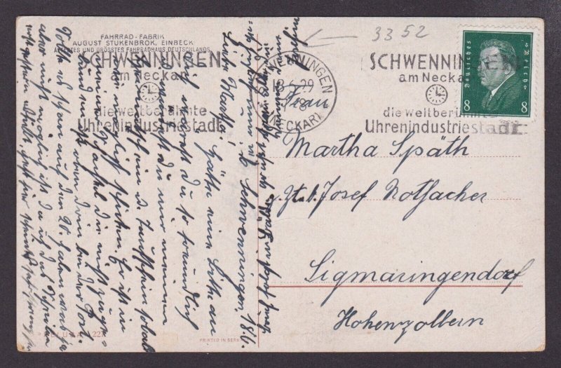 GERMANY 1929, Vintage postcard, Shepherd and sheep, Posted