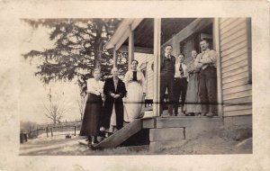 Newark Ohio c1910 Postcard RPPC Real Photo Postcrd Family On Porch