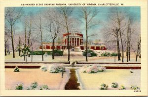 Vtg Winter Scene University of Virginia Charlottesville Virginia VA Postcard