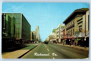 1960 Richmond Virginia VA Postcard Looking Westward Broad Street Stores Building