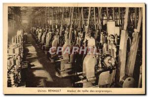 Postcard Old Renault Automobile Plants gears size Workshop