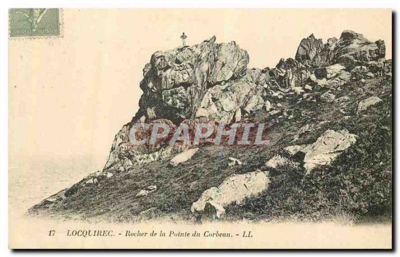 Old Postcard Locquirec Rock of the Raven Point