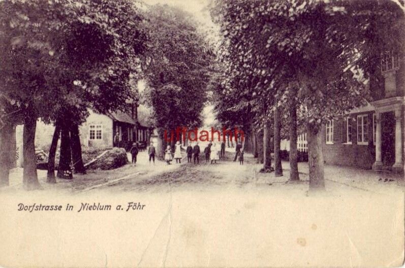 GERMANY. DORFSTRASSE IN NIEBLUM a. FOHR children in street Wilh. Muller, Photogr