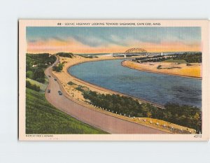 Postcard Scenic Highway Looking Toward Sagamore, Cape Cod, Sagamore, MA