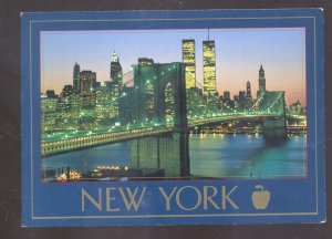 NEW YORK CITY NY DOWNTOWN WORLD TRADE CENTER AT NIGHT POSTCARD