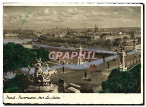 Old Postcard Panorama Paris on the Seine