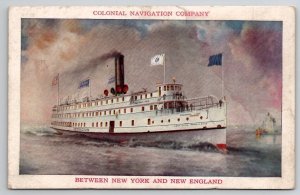 Colonial Navigation Company Steamer Between New York & New England Postcard E50