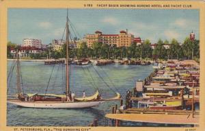 Florida St Petersburg Yacht Basin Showing Soreno Hotel and Yacht Club Curteich