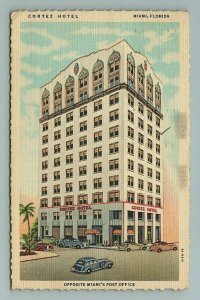 1946 Cortez Hotel Cars Miami Florida FL Postcard 