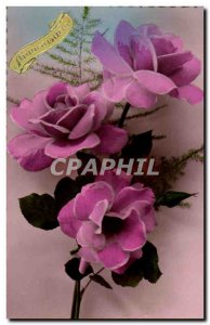 Fancy Old Postcard Birthday Flower Pink