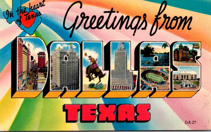 Texas Greetings From Dallas Large Letter Chrome