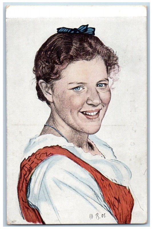 Pretty Woman Postcard Portrait Bulgaria Military Mail c1910's Posted Antique