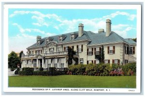 Newport Rhode Island RI Postcard Residence Of F. Lathrop Ames Along Cliff Walk