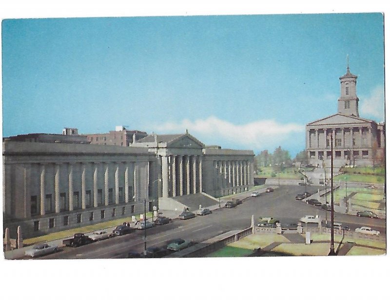 State Capitol & War Memorial Nashville Tennessee 1950s cars in Front