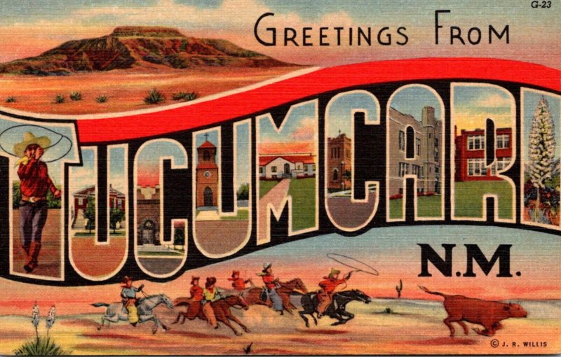 New Mexico Greetings From Tucumcari Large Letter Linen Curteich