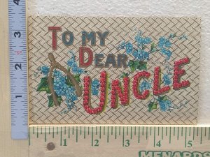 Postcard To My Dear Uncle with Flowers Wishbone Embossed Art Print