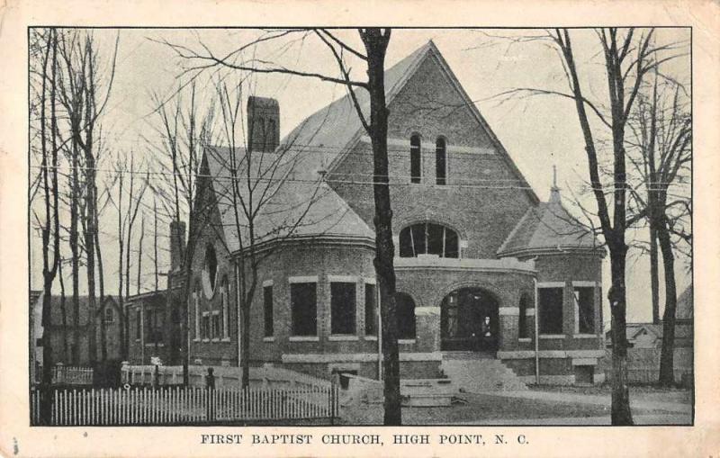 High Point North Carolina First Baptist Church Antique Postcard J59523