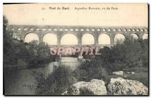 Old Postcard Pont Du Gard Roman Aqueduct Viewed From Face