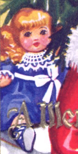 Christmas~JOLLY FULL LENGTH SANTA LIGHTS CANDLE TREE~DOLL~GOLD~Vintage Postcard