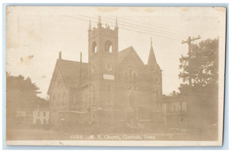 Clarinda Iowa IA RPPC Photo Postcard M.E. Church c1940's Vintage Unposted