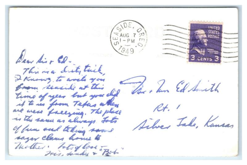 Postcard The Needles, Cannon Beach, OR 1949 RPPC I21