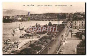 Old Postcard Geneva Quai du Mont Blanc Walks