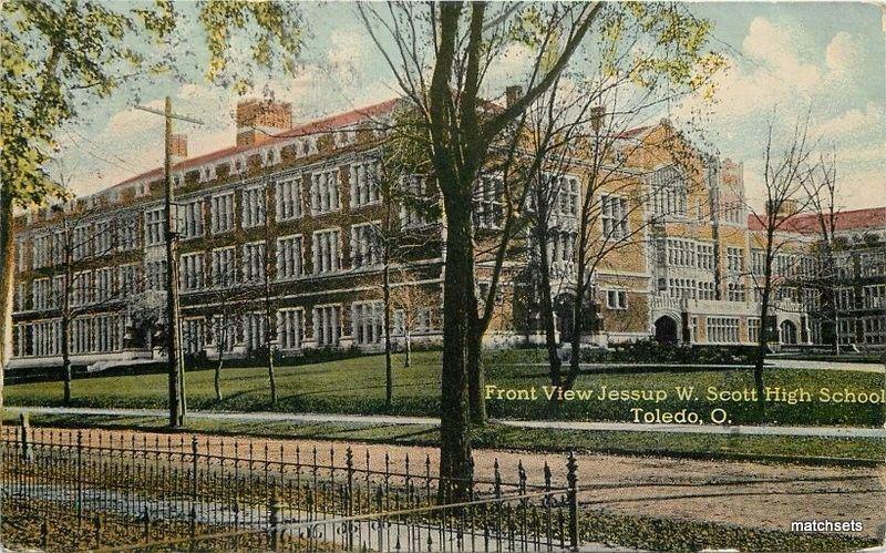 1914 Front View Jessup Scott High School Toledo Ohio Postcard 4441