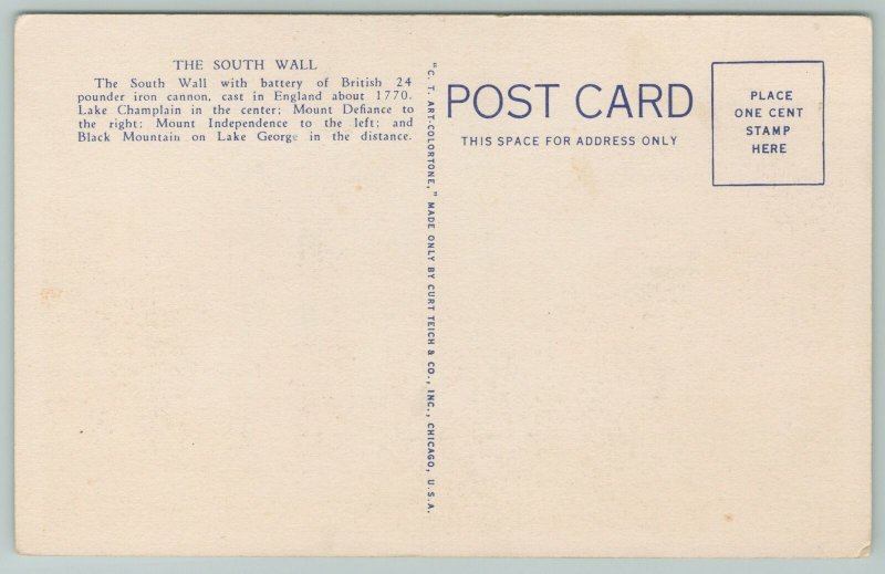 Fort Ticonderoga New York~The South Wall~Vintage Postcard