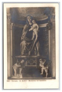 RPPC Madonna and Child Statue by Bellini Venice Venezia Italy UNP Postcard D20