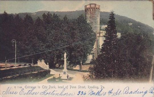 Pennsylvania Reading Entrance To City Park Head Of Penn Street 1961