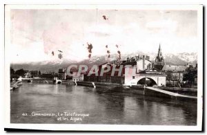 Old Postcard Grenoble on Teleferique and the Alps