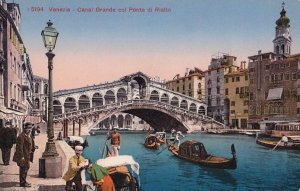 Postcard Canal Grande col Ponte di Rialto Venezia Venice Italy