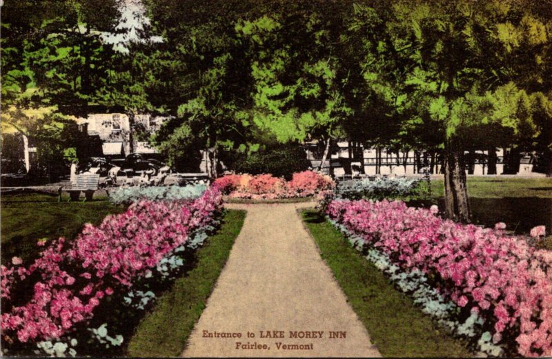 Vermont Fairlee Entrance To Lake Morey Inn Handcolored Albertype