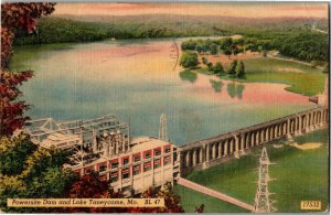 Powersite Dam and Lake Taneycomo MO c1953 Vintage Linen Postcard P29