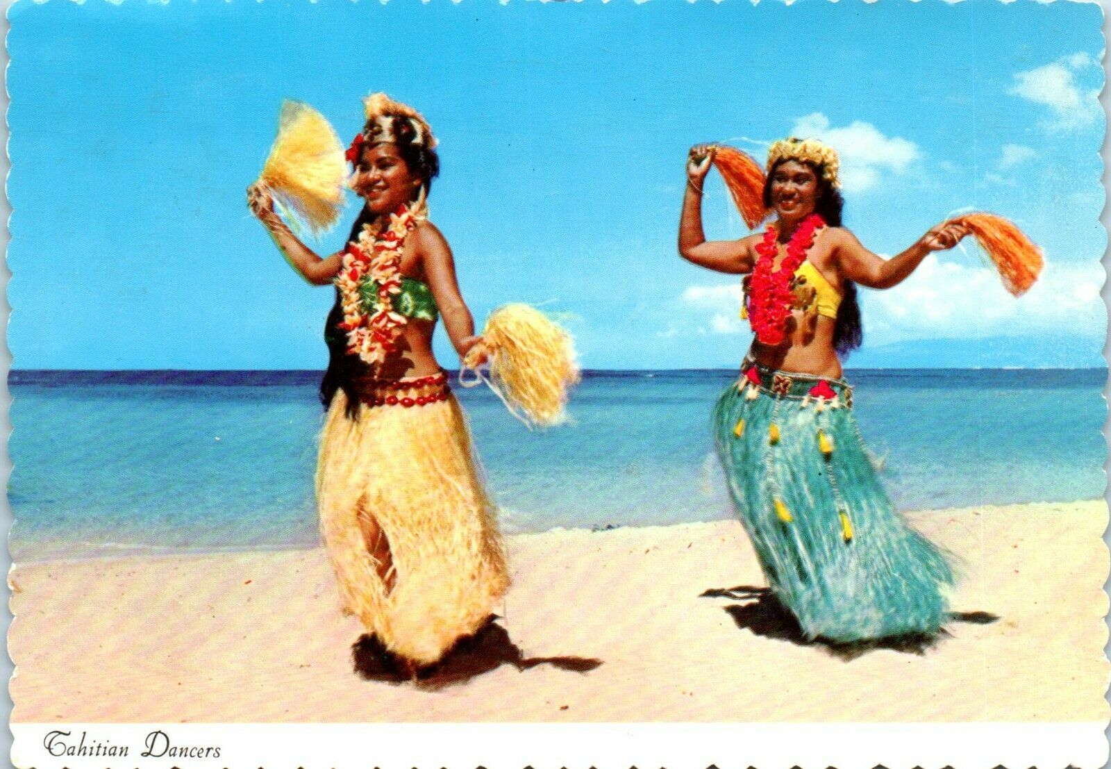 Vintage Tahitian Dancers Hula Dancers On The Beach Honolulu Hawaii